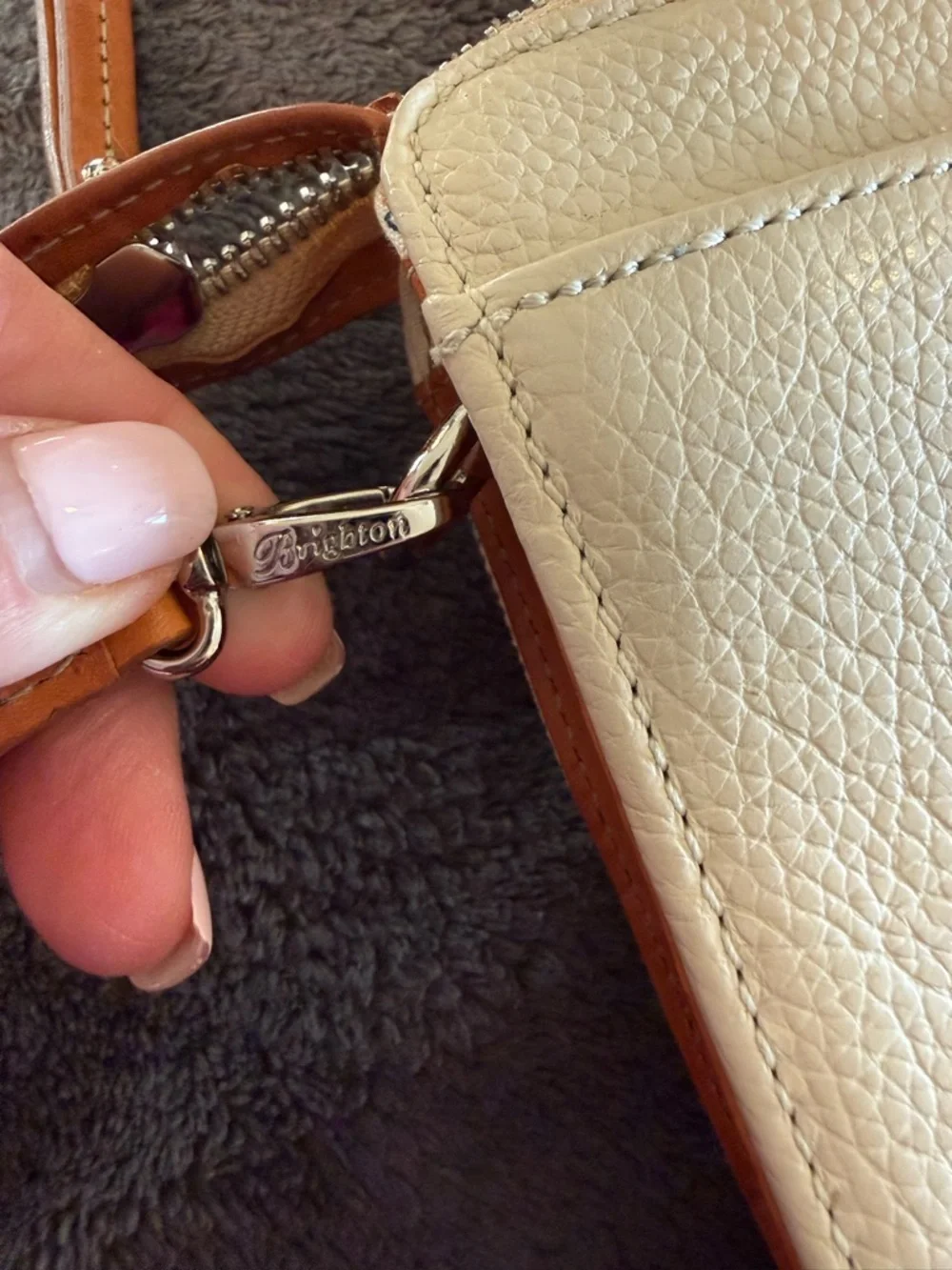 Brighton Canvas Stripe Crossbody with Anchor Patch - Blue & Tan - Picture 11 of 15